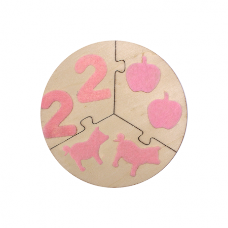 Puzzle rotund cu 3 piese din lemn - pentru decorare [1]