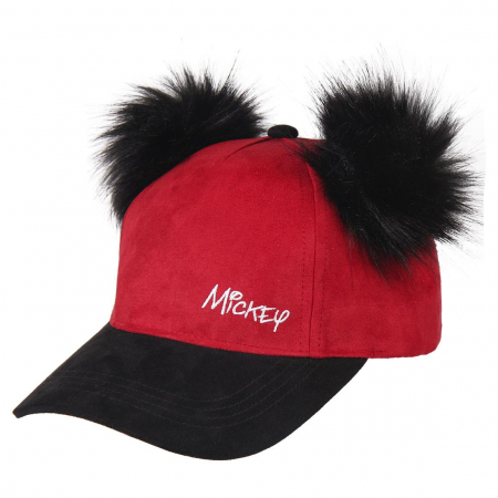 Fashion Kids - sapca rosie cu 2 pompoane - Mickey Mouse