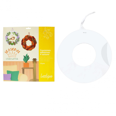 Art&Craft - Set 10 coroane autoadezive din carton alb, pentru decorare