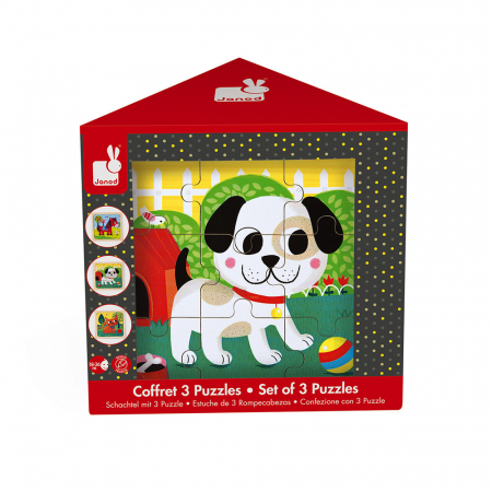 Set 3 puzzle-uri de lemn din cate 9 piese - Tornado, Titus si Felix [1]