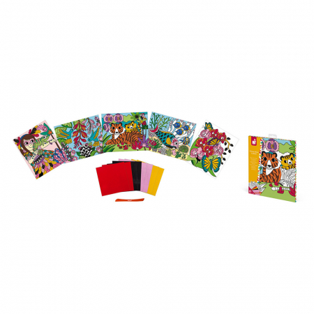 Set 5 planse de colorat, 8 foi catifelate si 1 instrument din plastic [0]