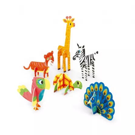 Carti, postere si jocuri de colorat - Set 6 animale 3D din spuma de colorat si asamblat