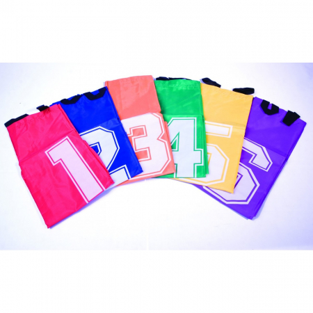 Jucarii de exterior - Set 6 saci pentru sarituri cu numere - Cursa cu saci, 30 x30 62 cm