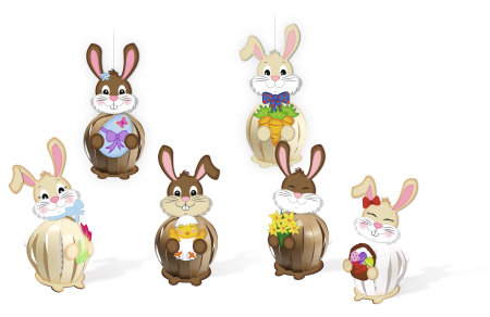 Seturi de creatie - Set creativ - 12 iepurasi amuzanti din carton