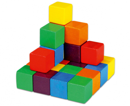 Set de 100 de cuburi colorate din lemn, în cutie transparentă din plastic [1]