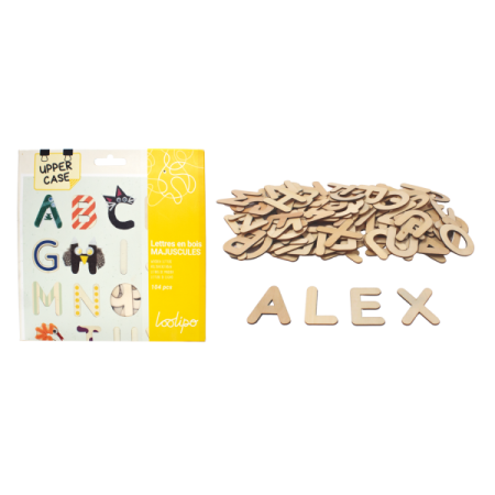 Art&Craft - Set de 104 litere mari din lemn pentru decorat