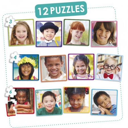 Puzzle-uri in set - Set de 12 puzzle-uri - Copii fericiți din întreaga lume