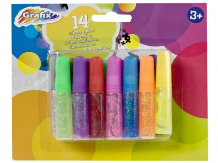 Lipici si adezivi - Set de 14 tuburi de lipici cu sclipici, 4 ml