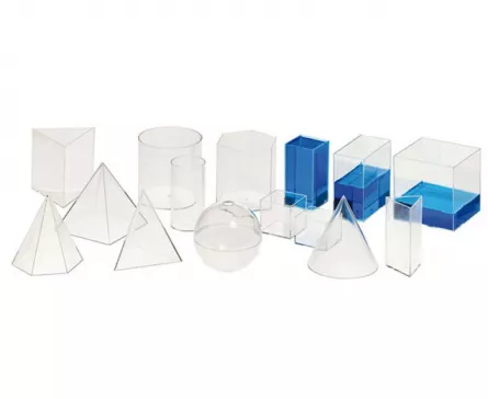 Jocuri matematice - Set de 15 corpuri geometrice transparente
