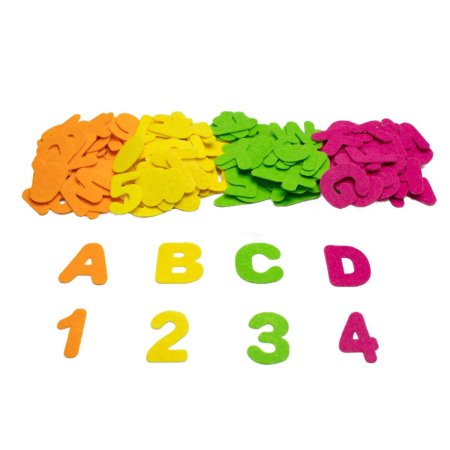 Art&Craft - Set de 150 cifre și litere din fetru autoadeziv, 3-4 cm