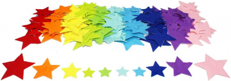 Margele, paiete si alte accesorii - Set de 150 de steluțe colorate din fetru autoadeziv - între 2,5 - 7 cm