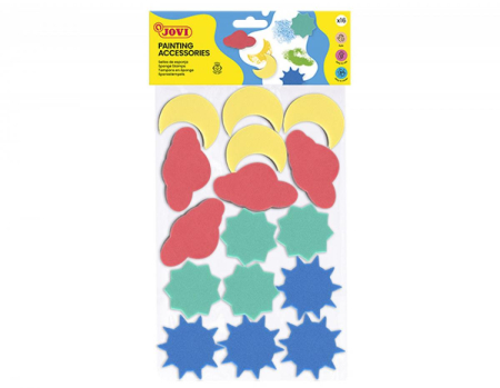 Noutăți - Set de 16 ștampile din burete - Nor, soare, semilună, stea