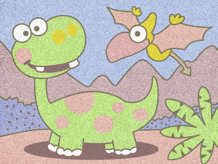 Set de 2 planse de colorat cu nisip - Dinozauri, 20 x 20 cm [3]
