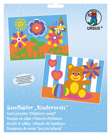 Seturi de creatie - Set de 2 planse de colorat cu nisip - Lumea copiilor, 20 x 20 cm