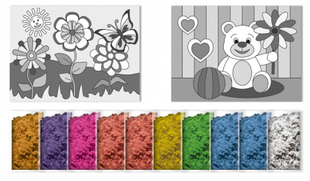 Set de 2 planse de colorat cu nisip - Lumea copiilor, 20 x 20 cm [1]