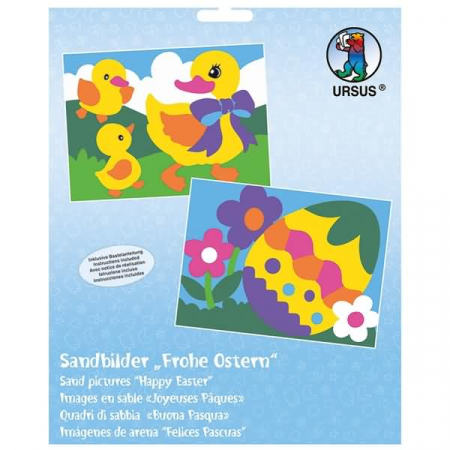 Seturi de creatie - Set de 2 planse de colorat cu nisip - Pregatiri de Paste, 20 x 20 cm