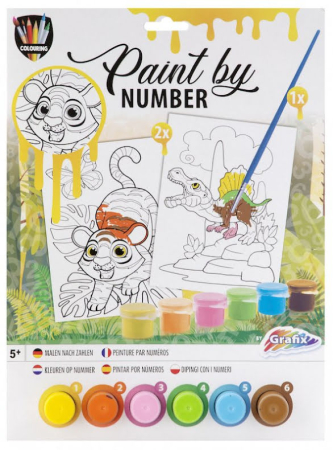 Art&Craft - Set de 2 planse pentru pictura pe numere - Tigru si Dinozaur