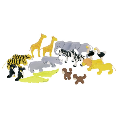 Figurine - Set de 20 de animale salbatice din lemn