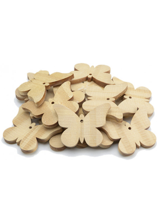 Art&Craft - Set de 20 de fluturași din lemn pentru decorat, 8 x 6 cm