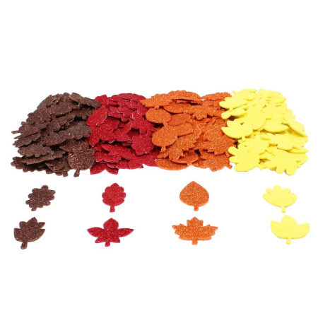 Art&Craft - Set de 200 de frunze strălucitoare din spumă autoadezivă