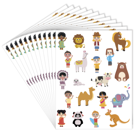 Art&Craft - Set de 240 de stickere - Copii și animale din întreaga lume