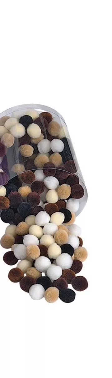 Pom-Pom - Set de 250 de accesorii pom-pom - Nuante de maro, alb si crem