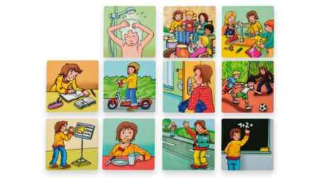 Jocuri de asociere si observare - Set de 26 carduri magnetice. Secvențe temporale -Ordinea evenimentelor