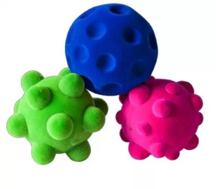 Mingi si accesorii - Set de 3 mingi senzoriale din cauciuc natural, 5 cm