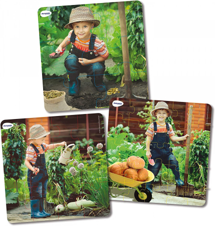 Puzzle-uri progresive - Set de 3 puzzle-uri progresive (6 - 12 - 25 piese) - Ciclul de viata al plantelor