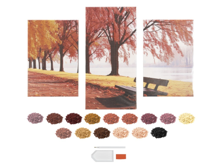 Art&Craft - Set de 3 tablouri cu diamante - Peisaj de toamnă