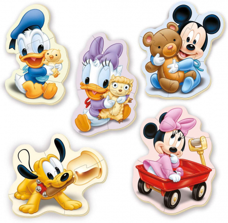 Puzzle-uri in set - Set de 4 puzzle-uri (3, 4, 5 piese) progresive Disney - Lumea lui Mickey Mouse