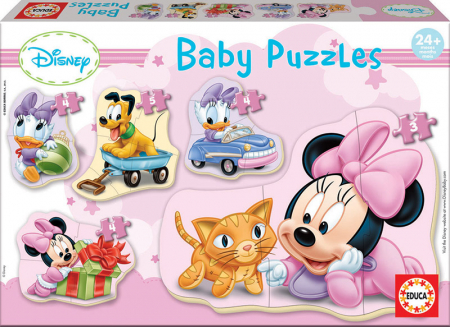 Puzzle-uri in set - Set de 4 puzzle-uri (3, 4, 5 piese) progresive Disney - Lumea lui Minnie Mouse