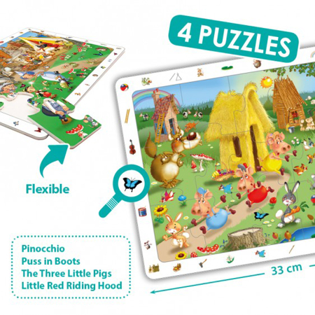 Puzzle-uri in set - Set de 4 puzzle-uri de observare -Poveşti clasice