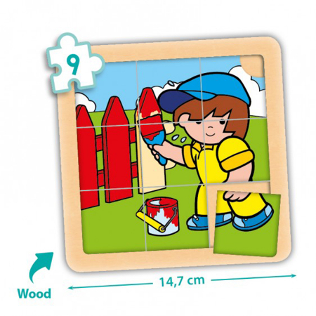 Puzzle-uri in set - Set de 4 puzzle-uri din lemn (9 piese) - Zaro şi Nita