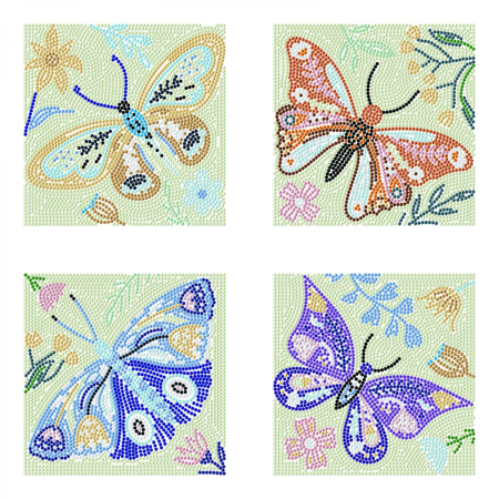 Art&Craft - Set de 4 tablouri cu diamante - Dansul fluturilor