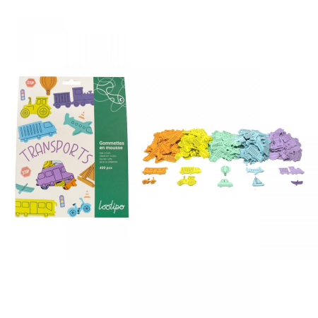 Art&Craft - Set de 400 de stickere colorate din spumă - Mijloace de transport