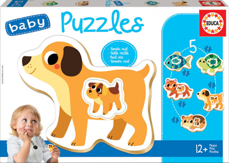 Puzzle-uri progresive - Set de 5 puzzle-uri progresive - Animale de companie (2-4 piese)