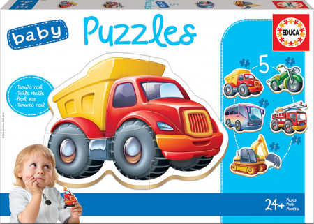Puzzle-uri progresive - Set de 5 puzzle-uri progresive - Vehicule (2-5 piese)