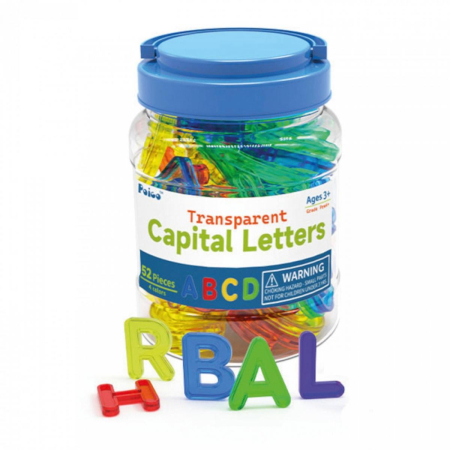 Jocuri si jucarii educative - Set de 52 de litere mari colorate translucide pentru masa luminoasa