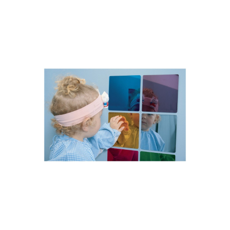 Stimulare vizuala - Set de 6 oglinzi acrilice colorate, 15 x 15 cm