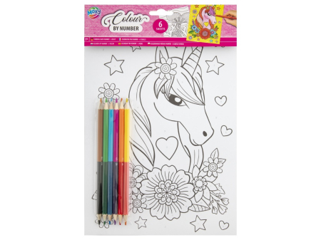 Art&Craft - Set de 6 planșe de colorat și 6 creioane colorate - Mandale și cai