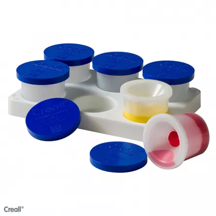 Instrumente si accesorii pentru pictura - Set de 6 recipiente din plastic pentru pictura cu capac anti-scurgere