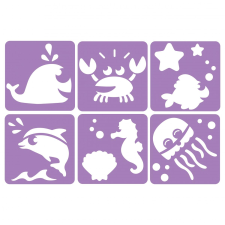 Sabloane - Set de 6 șabloane cu animale marine, 14 x 14 cm