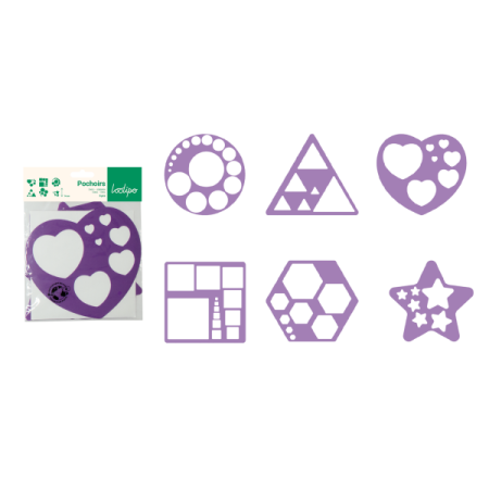 Sabloane - Set de 6 șabloane cu forme geometrice, 14 x 14 cm