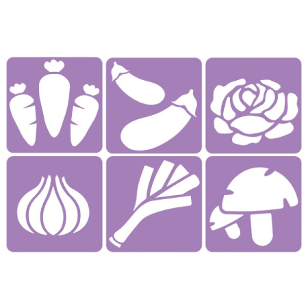 Sabloane - Set de 6 șabloane cu legume, 14 x 14 cm