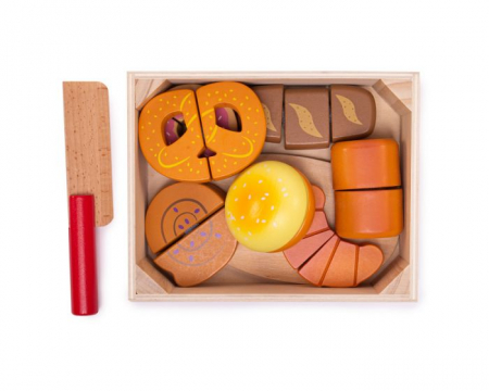 Set de 7 alimente de patiserie in ladita din lemn pentru feliat [1]