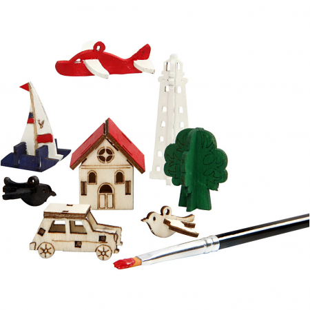 Set de 7 puzzle-uri 3D din lemn pentru decorat [1]
