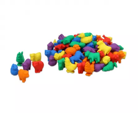 Jocuri matematice - Set de 76 de animale colorate pentru activități matematice