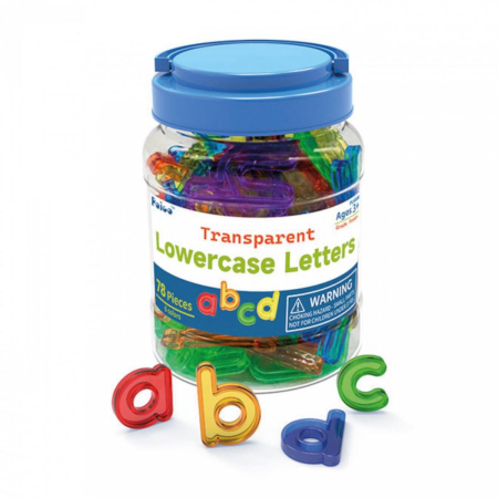 Jocuri si jucarii educative - Set de 78 de litere mici colorate translucide pentru masa luminoasa