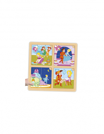 Set de 8 puzzle-uri din lemn - „Cei trei purceluși” și „Cenușăreasa [2]